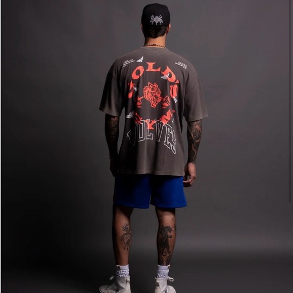 GOLD'S MOTH "PREMIUM" OVERSIZED TEE IN WOLF GRAY - Picture 2 of 4